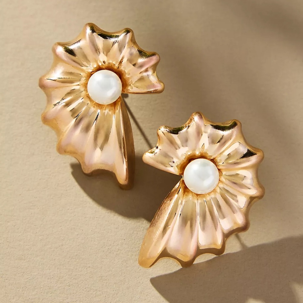 By Anthropologie Pearl Shell Post Earrings